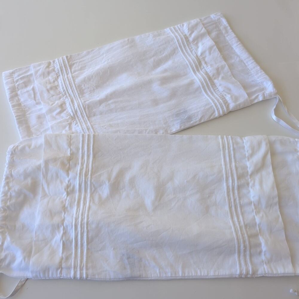 Set of 2 Schweitzer Linen White Bolster/Neck Roll Pillow Sham Pintuck Detailing